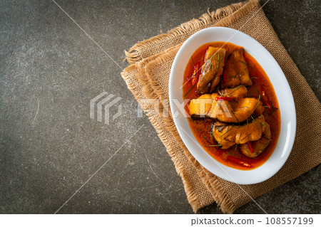 Redtail Catfish Fish in Dried Red Curry Sauce that called Choo Chee 108557199