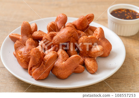 fried sausage with dipping sauce fried sausage with dipping sauce 108557253