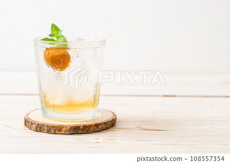 iced plum juice with soda and peppermint iced plum juice with soda and peppermint 108557354