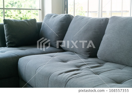 close up empty grey fabric sofa close up empty grey fabric sofa 108557355