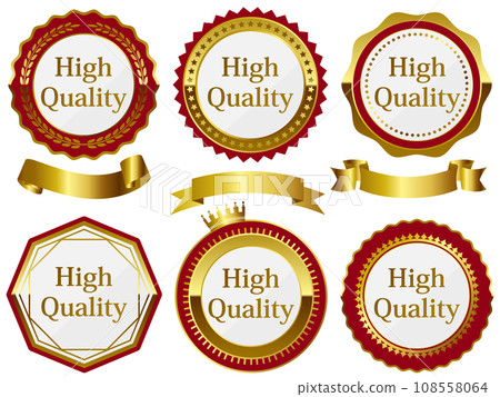 Luxury high quality emblem set of 6 red & gold 108558064
