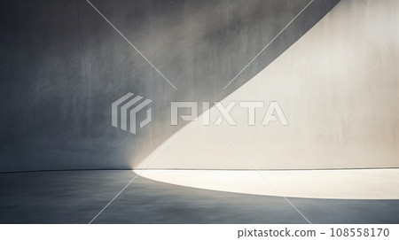 shadow on white concrete wall in the room from window with morning light 108558170