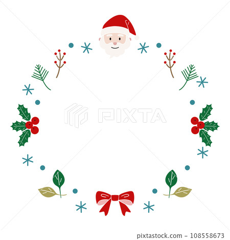 聖誕老人與冬季植物聖誕框架 108558673