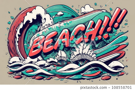 T shirt with beach text  108558701