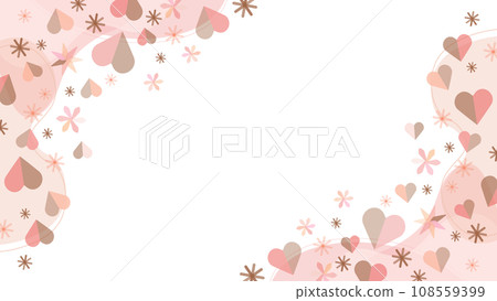 可用於情人節的巧克力色和粉紅心的向量幀圖像 108559399