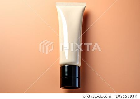 Tube tonal foundation makeup mockup on beige background 108559937