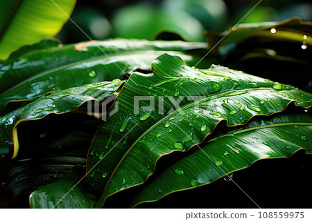 Green tropical banana leaves. Natural background 108559975