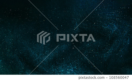 Glitter abstract background. Night stars. Galaxy universe. Teal blue shimmering shiny bokeh sparkles ink flow spreading glowing in black art. Glitter abstract background. Night stars. Galaxy universe. Teal blue shimmering shiny bokeh sparkles ink flow spreading glowing in black art. 108560047