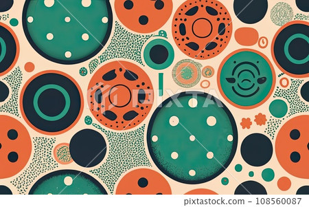 Trendy Seamless Pattern Stippled Circles Retro Colors Abstract Background 108560087