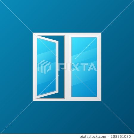 Modern window with blue glass vector icon Modern window with blue glass vector icon 108561080