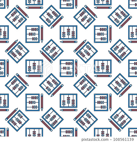 Math School Abacus and Pencil vector Mathematics Science colored seamless pattern 108561139