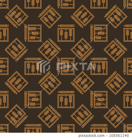 Math School Abacus with Pencil vector Education outline seamless pattern 108561140