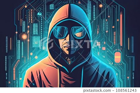 Hacker in hoodie in dark background Hacker in hoodie in dark background 108561243