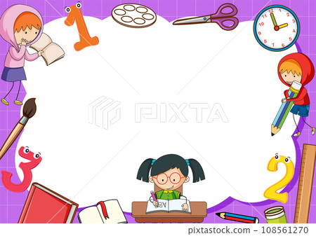Children Learning in Purple Doodle Frame 108561270