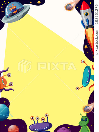 Alien Cartoon Character in Outer Space Frame 108561276