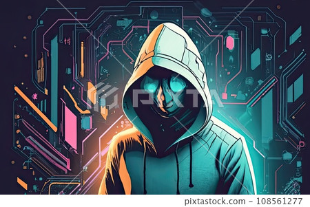 Hacker in hoodie in dark background Hacker in hoodie in dark background 108561277