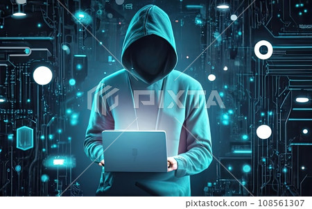 Hacker in hoodie in dark background Hacker in hoodie in dark background 108561307