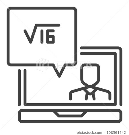 Laptop with Online Math Tutoring vector concept thin line icon Laptop with Online Math Tutoring vector concept thin line icon 108561342
