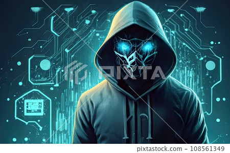 Hacker in hoodie in dark background Hacker in hoodie in dark background 108561349