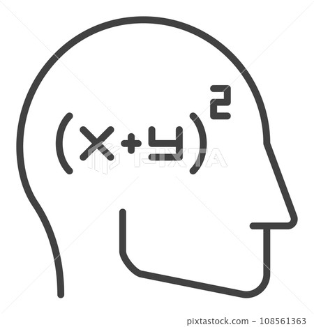 Math Mind vector Human Head concept outline icon or symbol 108561363