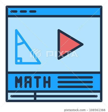Math Online Video vector Mathematics Science learning concept colored icon Math Online Video vector Mathematics Science learning concept colored icon 108561366