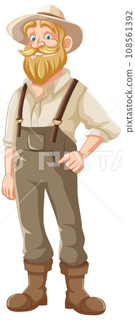 Cartoon Farmer: Old Man with Beard and Mustache 108561392