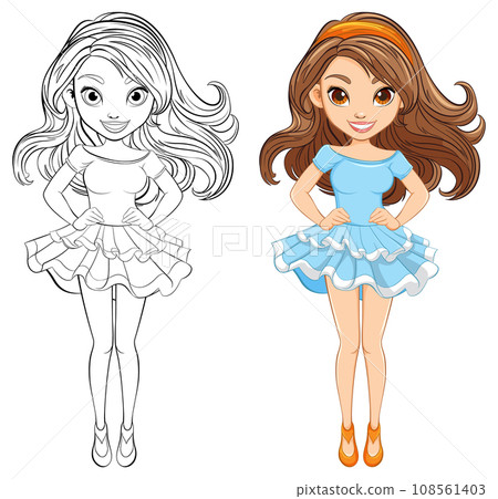 Beautiful Woman Cartoon Character in Mini Skirt Dress Beautiful Woman Cartoon Character in Mini Skirt Dress 108561403