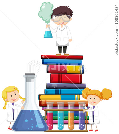 Cute Scientist Cartoon Character in Lab Gown 108561484
