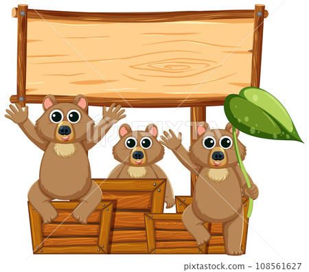 Bears on Wooden Frame Banner Template Bears on Wooden Frame Banner Template 108561627