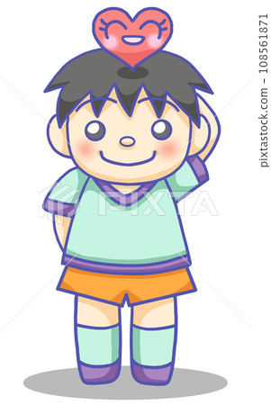 A boy with a heart on his head 108561871