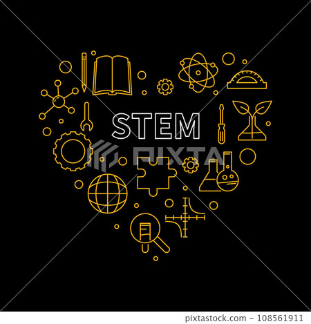 STEM Science Heart banner. Science, Technology,... - Stock Illustration ...