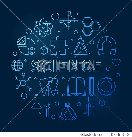Science circular minimal vector line blue illustration or banner Science circular minimal vector line blue illustration or banner 108561930