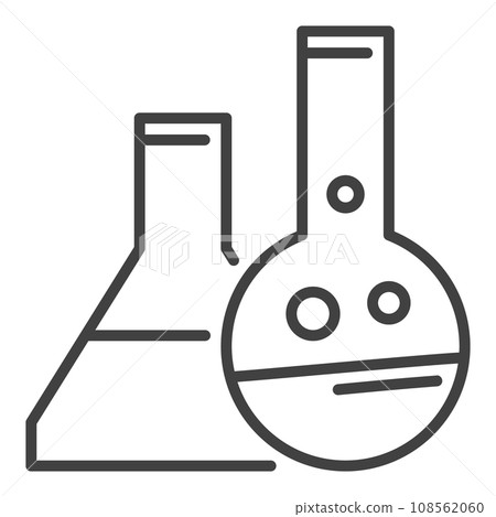 Chemistry Flasks vector concept thin line icon or sign Chemistry Flasks vector concept thin line icon or sign 108562060