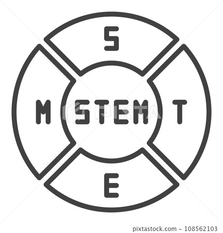 STEM round vector concept minimal thin line icon 108562103