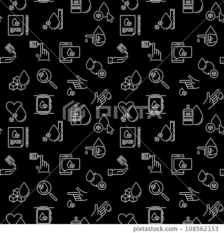 Glucose in Blood vector dark concept seamless pattern 108562153