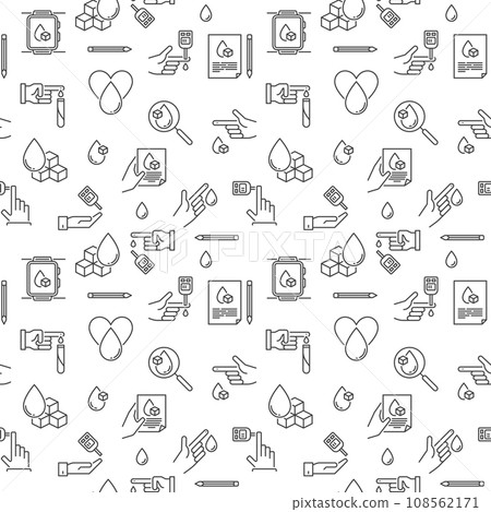 Glycemia vector simple seamless background. Glucose in Blood Test concept pattern Glycemia vector simple seamless background. Glucose in Blood Test concept pattern 108562171