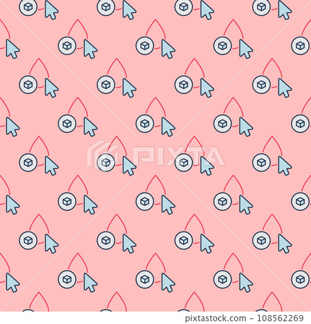 Mouse Click on Blood Drop with Sugar vector colored seamless pattern 108562269