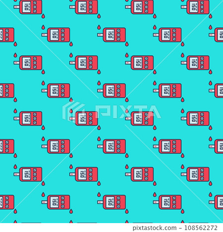 Red Glucose Monitor vector colored seamless pattern 108562272
