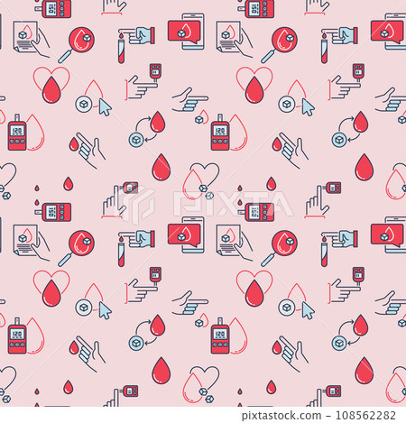 Sugar in Blood vector concept creative seamless pattern - Glycemia background Sugar in Blood vector concept creative seamless pattern - Glycemia background 108562282
