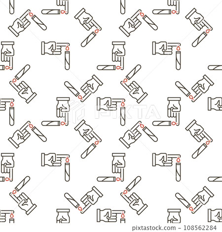 Test Tube and Blood from Finger vector outline seamless pattern 108562284