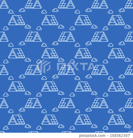 Roof Installation and Repair vector outline blue seamless pattern Roof Installation and Repair vector outline blue seamless pattern 108562307