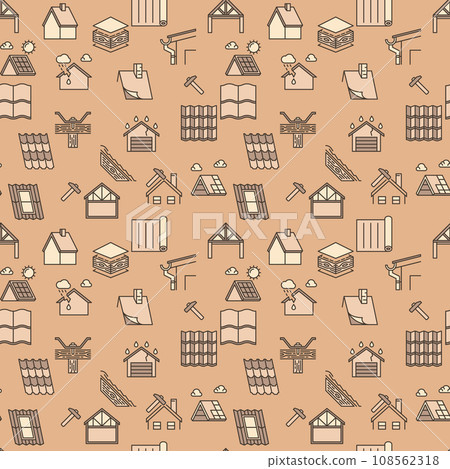 Roof Repair modern seamless pattern. Housetop colored background Roof Repair modern seamless pattern. Housetop colored background 108562318