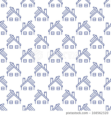 Roof Repair vector House with Hammer linear seamless pattern Roof Repair vector House with Hammer linear seamless pattern 108562320