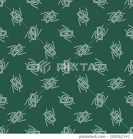 Bribe vector Dollar Bankkote in Hands linear seamless pattern 108562341