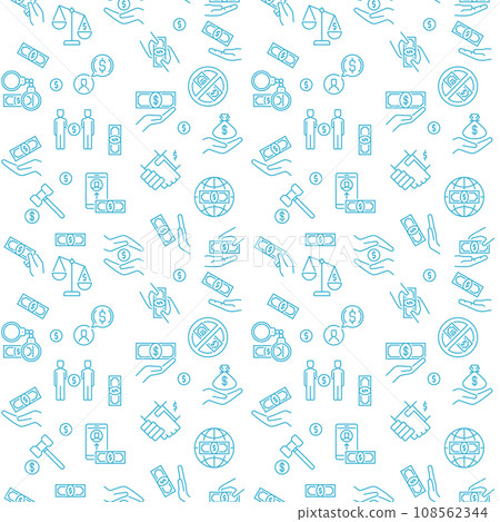 Bribery and Corruption vector seamless background - Bribery line pattern 108562344
