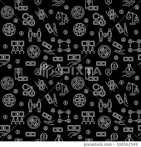 Corruption concept thin line dark vector seamless pattern 108562349