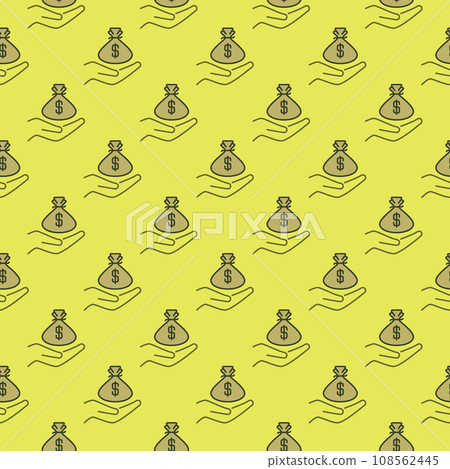Hand with Money Bag vector Bribery colored seamless pattern Hand with Money Bag vector Bribery colored seamless pattern 108562445