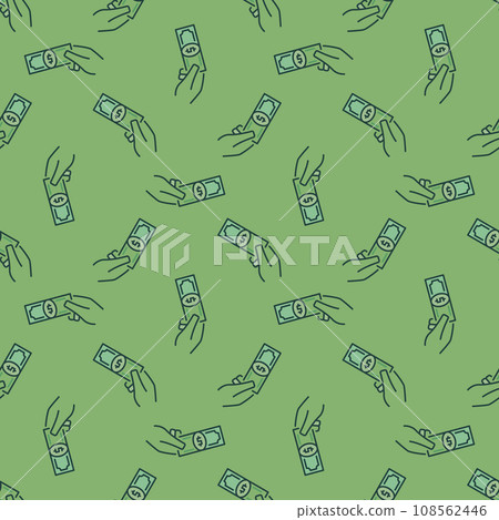 Hand with Money vector Corruption colored seamless pattern 108562446