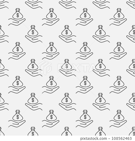 Money Bag in Hand vector Corruption concept line seamless pattern 108562463