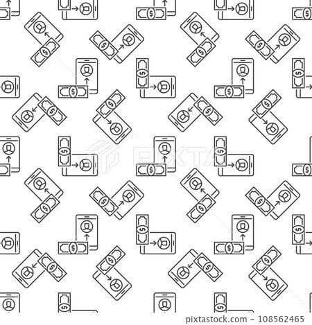 Money with Smartphone vector Online Corruption line seamless pattern 108562465